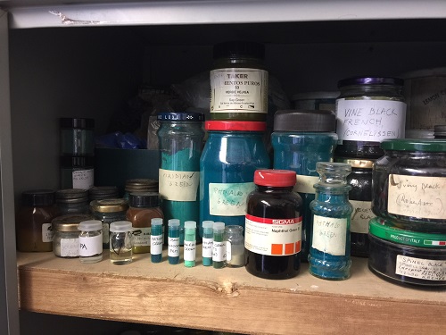 Another of several cabinets full of pigments and other conservation and restoration products